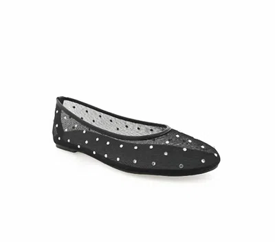 Billini Women's Gerani Crystal Ballet Flat In Black Mesh