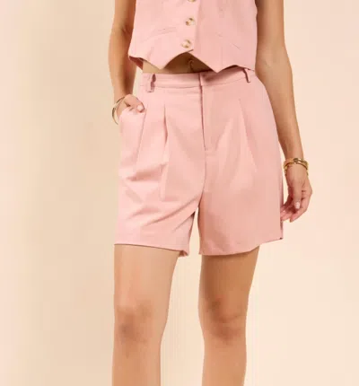 Sadie & Sage Bloom Pleated Shorts In Blush Pink