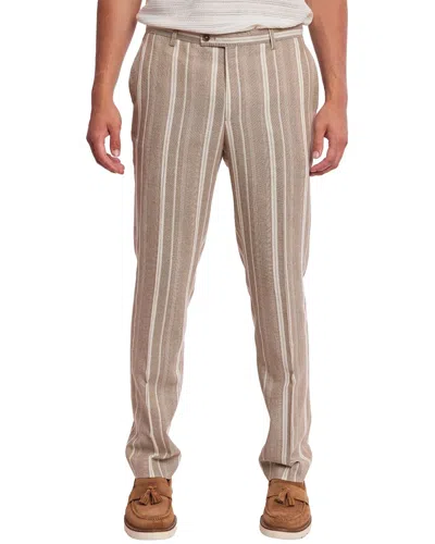 Paisley & Gray Downing Slim Flat Front Stripe Linen Blend Dress Pants