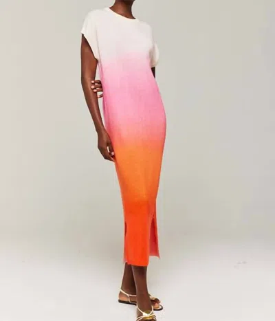 Brodie Cashmere Bali Ombre Midi Cashmere Dress In Pink Bali