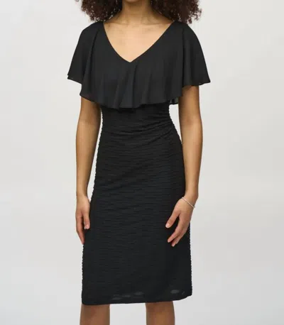 Joseph Ribkoff V-neck Chiffon Overlay Sheath Dress In Black