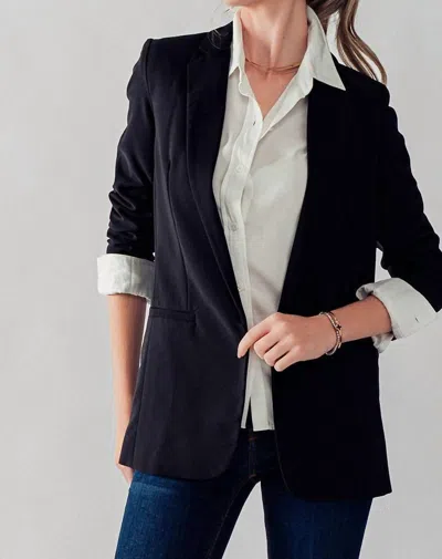Love Tree Basic Blazer With Cuffed Sleeves In Basic Black