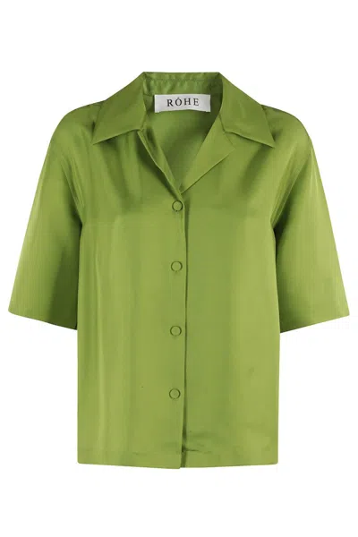 Rohe Camp Collar Silk Shirt Garden Green