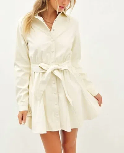 Item Ditto Andrea Pleather Button Up Dress In Cream