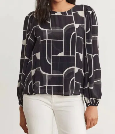 VELVET BY GRAHAM & SPENCER DESTA BAUHAUS PRINT BLOUSE IN MULTI 
