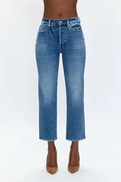 Pistola Charlie High Rise Straight Ankle Jeans In Medium Blue Wash