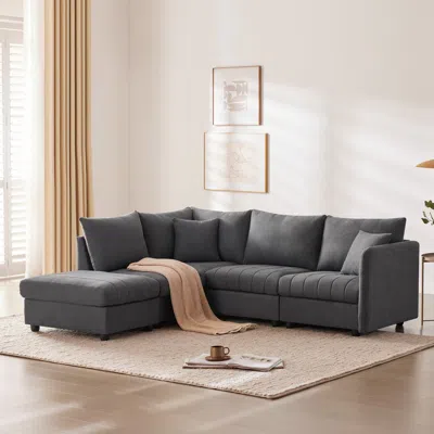 Streamdale Furniture Streamdale Modern Modular Sectional Sofa W/ Ottoman & Pillows