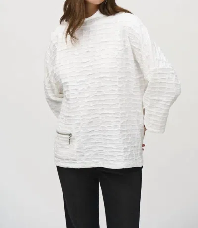 Joseph Ribkoff Textured 3/4 Sleeve Boxy Sweater In Off-white