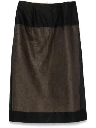 Carven Sheer Panelled Straight Midi Skirt