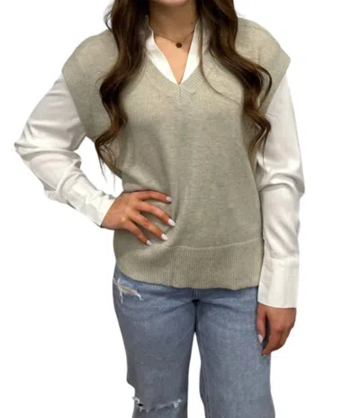 Elan Sweater Vest Shirt In Grey