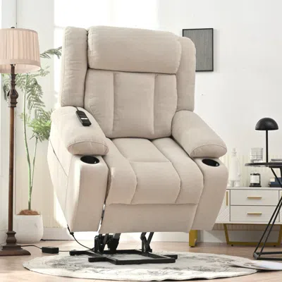 Streamdale Furniture Streamdale Power Lift Recliner Chair, Fabric, Light Gray