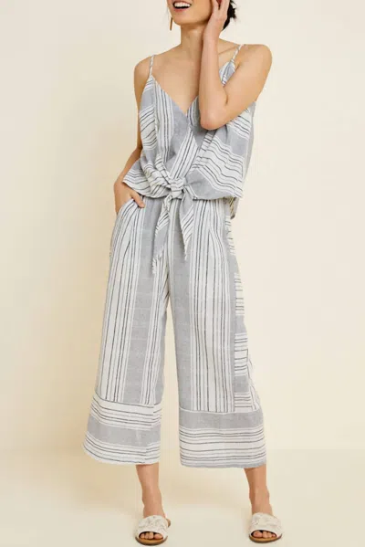Hayden La Paloma Stripe Wide Leg Jumpsuit Set In Grey