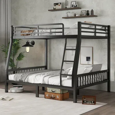 Streamdale Furniture Streamdale Full Xl/queen Black Metal Bunk Bed