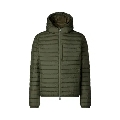 Save The Duck Quilted Green Light Jacket With Double-slider Zip Hood In Green