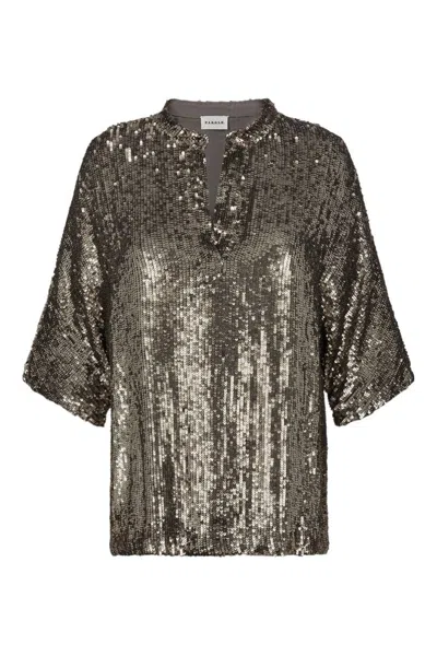 P.a.r.o.s.h Metallic Sequin Blouse With V Neck In Tech Fabric Woman