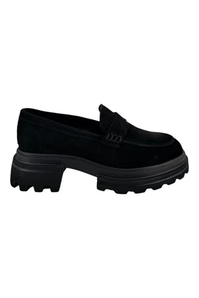 Hogan Polished Leather Loafers In Black