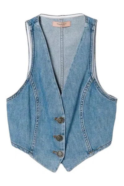 Twinset Twin-set Medium Blue Denim Waistcoat