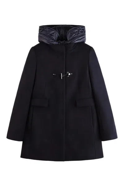 Fay Toggle Coat In Black Wool Blend Fabric