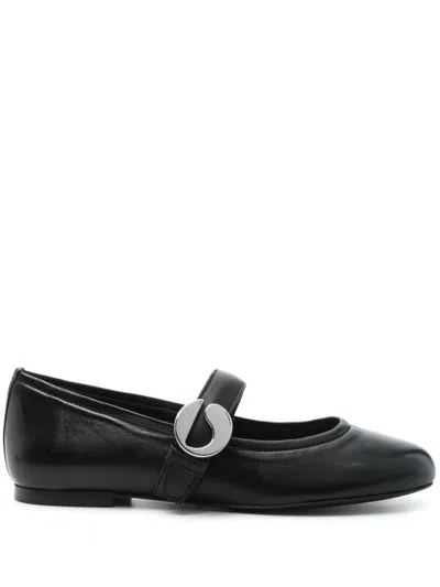 Coperni Black Ballerinas With Metallic Logo And Strap