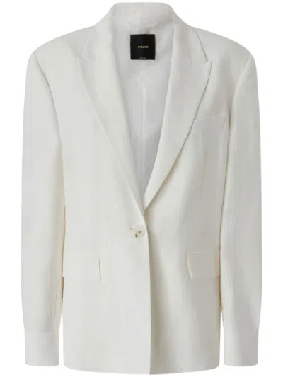 Pinko Tailored White Blazer With Adjustable Strap Detail