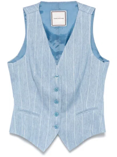 Tagliatore Striped Linen Cotton Blend Vest