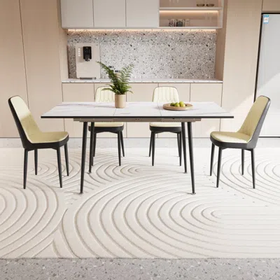 Streamdale Furniture Streamdale 47-63" Expandable Dining Set: Table & Cushioned Chairs, Black Legs