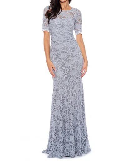 Decode 1.8 Scalloped Sleeve Lace Overlay Mermaid Dress In Silver