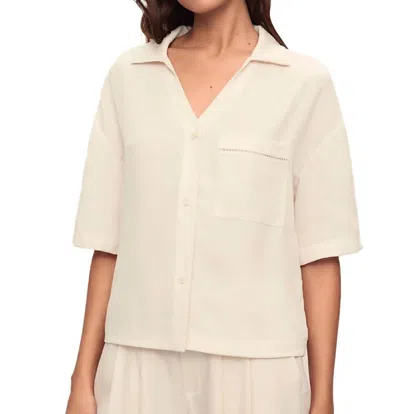 Eberjey Tencel Woven Relaxed Button Front Top In Grey