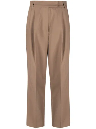 The Frankie Shop Tencel High Waist Wide Leg Trousers In Brown