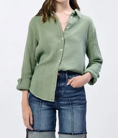 Dear John Denim Gaia Poplin Shirt In Iceberg Green