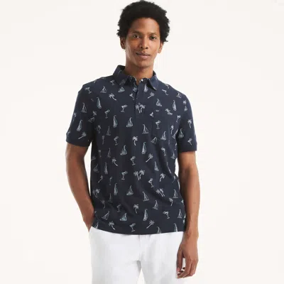 Nautica Mens Classic Fit Printed Polo In Black