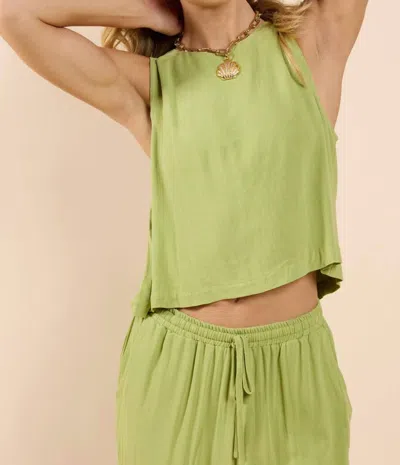 Sadie & Sage Sugar Loaf Linen Tank Top In Avocado