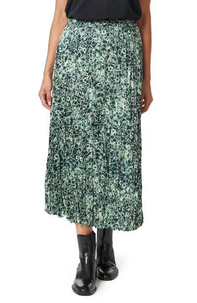 Scotch & Soda Pleated Floral Midi Skirt In Shibori Floral Green