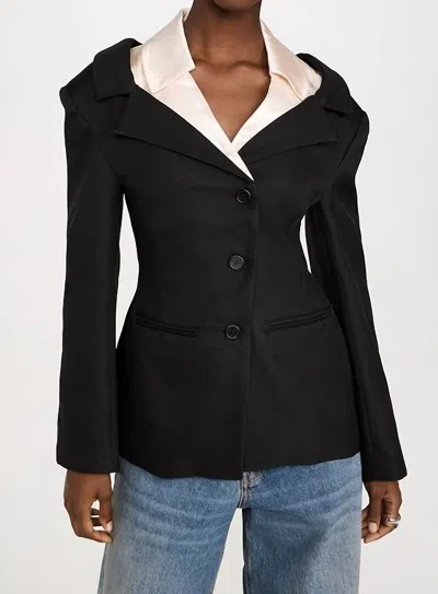 Stine Goya Double Collar Tailored Jacket In Black