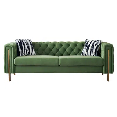 Streamdale Furniture Streamdale Chesterfield Modern Tufted Velvet Living Room Sofa, 84.25"w Couch, Mint Green