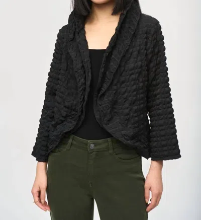 Joseph Ribkoff Bubble Textured Open Front Cropped Jacket In Black