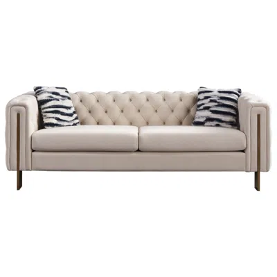 Streamdale Furniture Streamdale Chesterfield Modern Tufted Velvet Living Room Sofa, 84.25"w Couch,cream