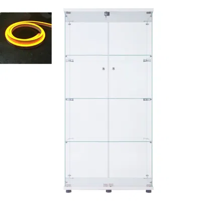 Streamdale Furniture Streamdale Led Strip Light Glass Display Cabinet, White