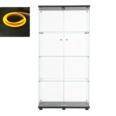 Streamdale Furniture Streamdale Led Strip Light Glass Display Cabinet - Black