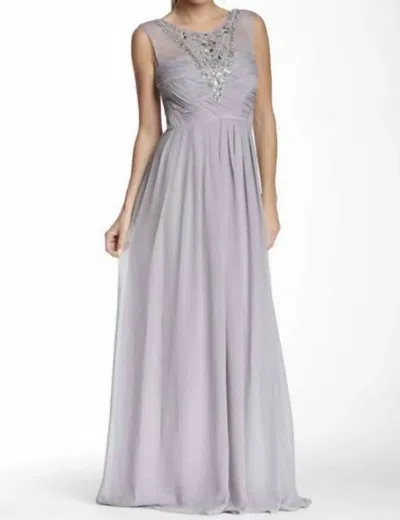 Decode 1.8 Embellished Neckline A-line Evening Dress In Silver