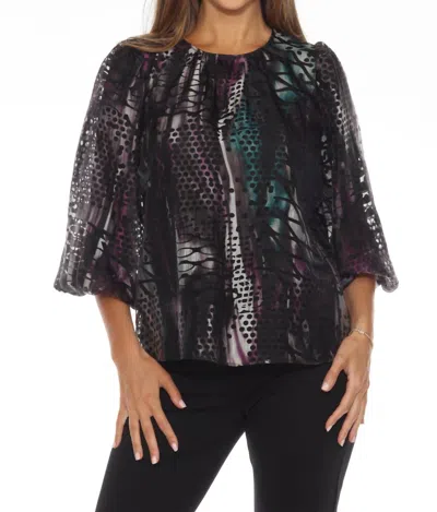 Joseph Ribkoff Polka Dot 3/4 Sleeve Top In Multi