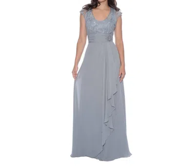 Decode 1.8 Lace Cap Sleeve Brooch Detail Evening Dress In Cadet Grey