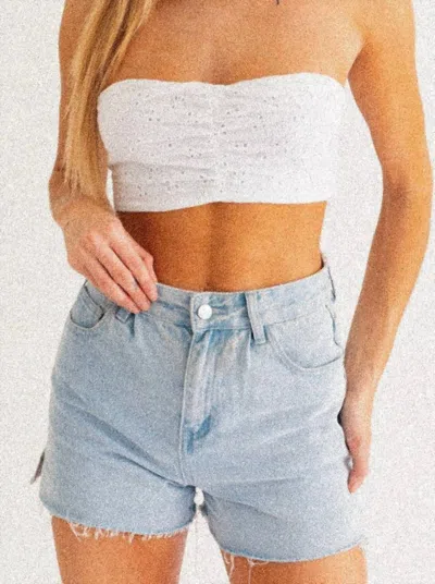 Le Lis Pacific Bandeau Eyelet Top In White
