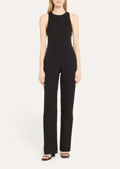 Rivet Utility Fashionista Knit Zip-front Jumpsuit In Black