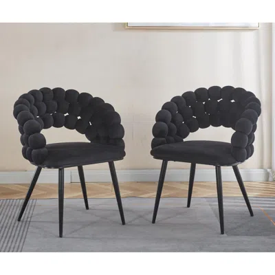 Streamdale Furniture Streamdale Black Modern Chairs (set Of 2), Golden Legs, Cushioned