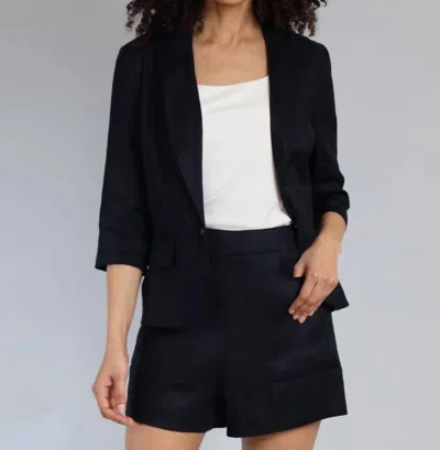 Lola And Sophie Stretch Linen Short In Navy