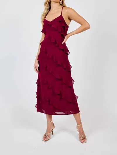 Sadie & Sage All Invited Ruffle Dress In Wine