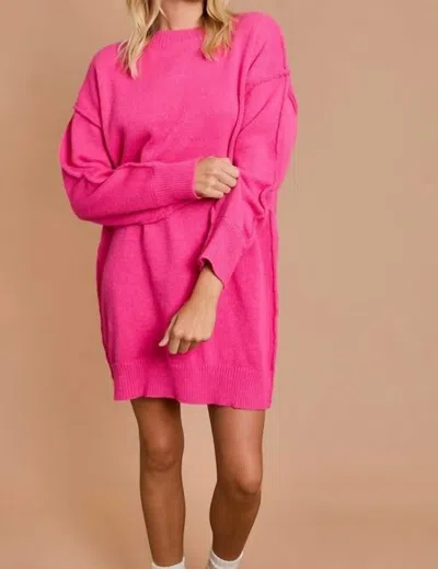 Gilli Sally Oversized Tunic Sweater Dress In Pink