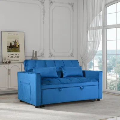 Streamdale Furniture Streamdale 3-in-1 Convertible Sofa Bed With Reclining Back (blue)