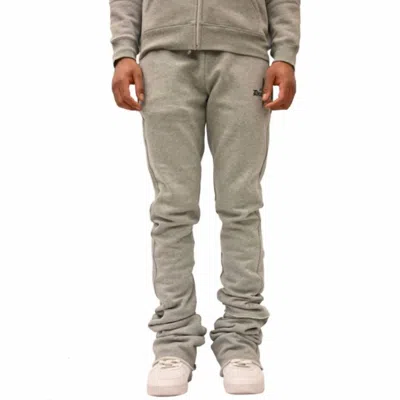 Doctrine Dagger Stacked Flared Joggers Pants In Heather Gray
